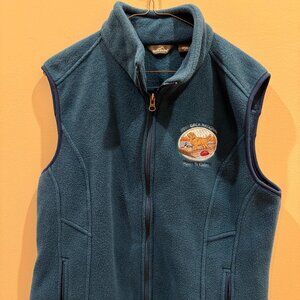 Eddie Bauer Blue Fleece Vest XL "Paws & Claws" Golden Retriever Club of America